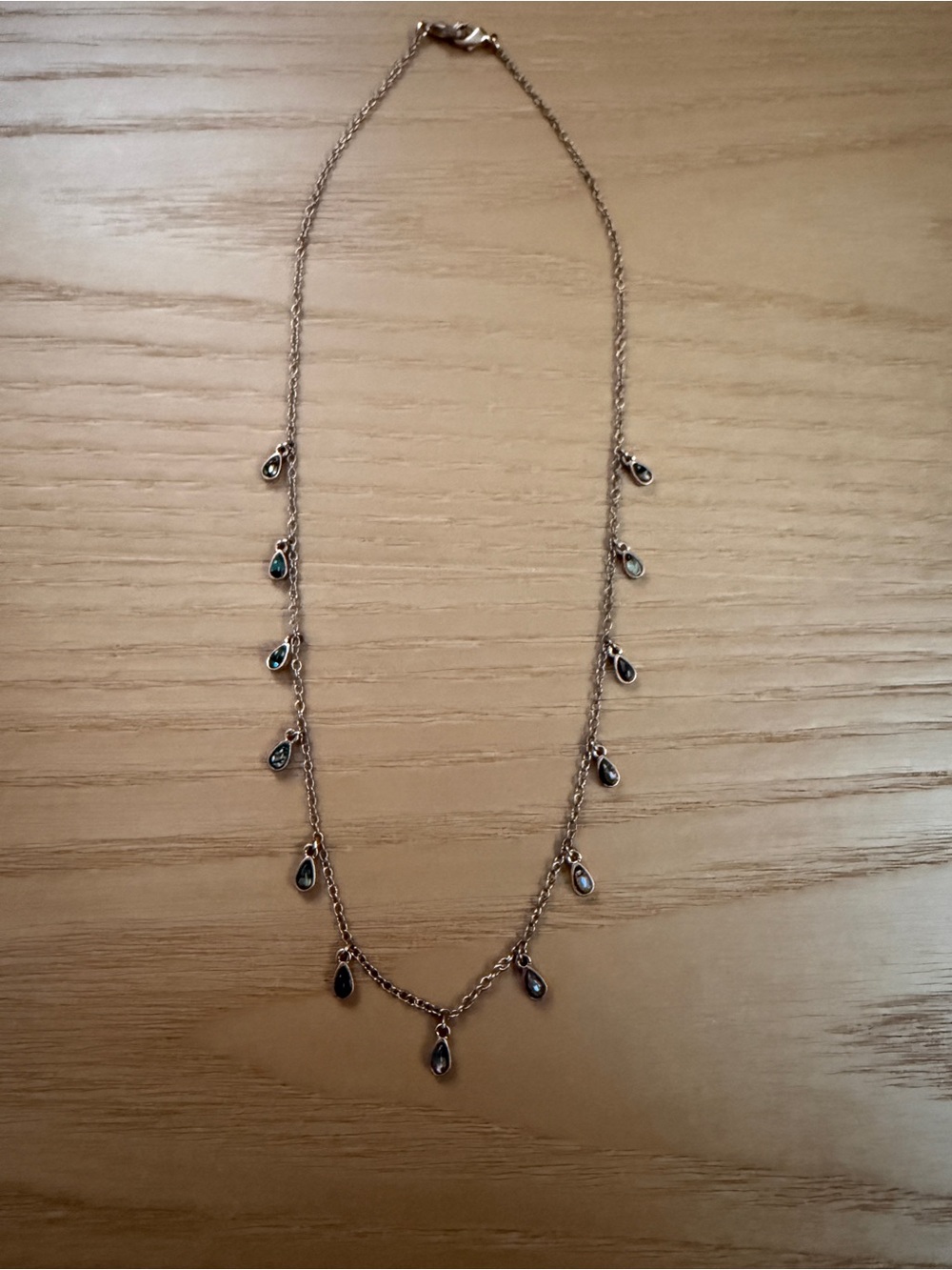Lucky Brand Rose Gold Abalone Drop Stationed Collar Necklace